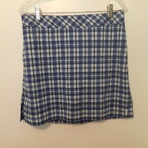 IZOD Gold Women's Golf Skort In Blue Plaid Size 4 Pockets Side Zip